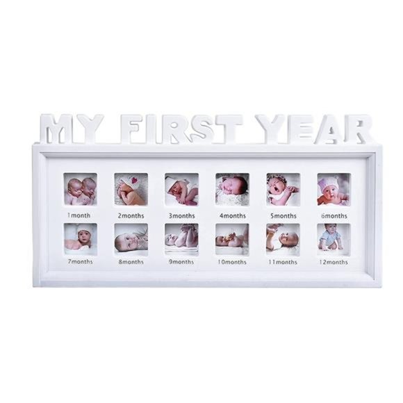 Baby Keepsake Picture Frames My First Year Personalized Photo Frame , White - Picture 1 of 7